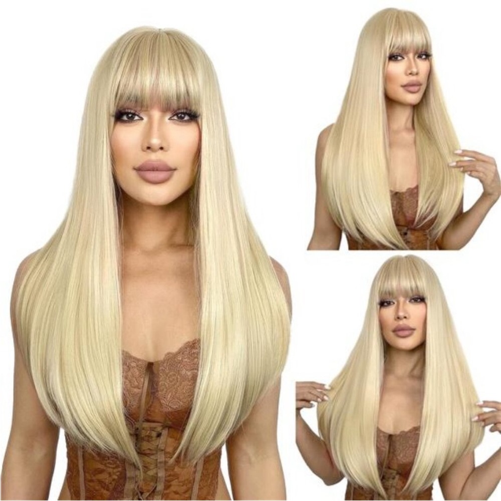 Wig with Bangs, Long Straight Wigs Blonde 22” NEW